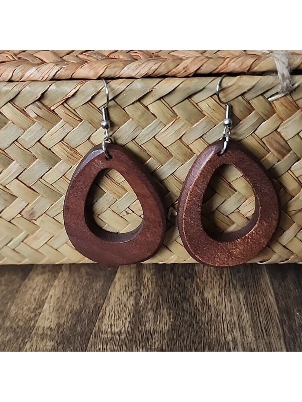 BOHO WOOD Cutout Teardrop Earrings